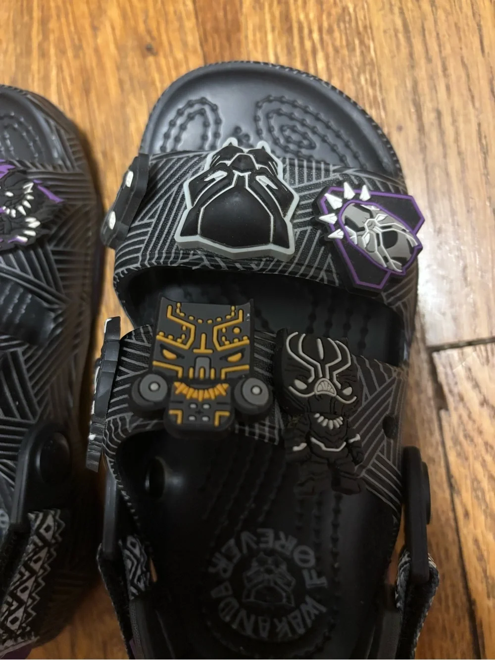CROCS Kids Black Black Panther Sandals with Character Accents